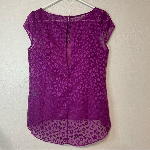 White House Black Market Purple Leopard Top NWT​​​ - Picture 5 of 8